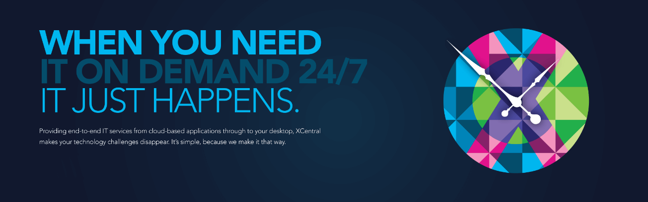 Xcentral concept mock up and tagline. When you need it on demand 24/7 it just happens.